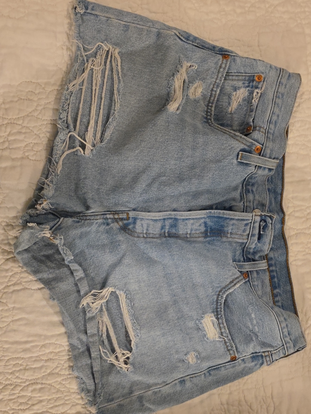 Levi's Light Blue Distressed Denim Cutoff Shorts
